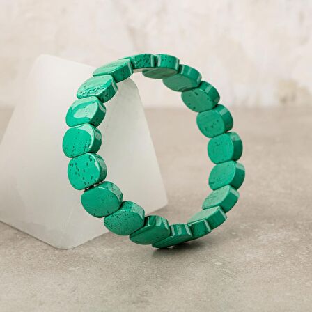 Malakit Doğal Taş Geniş Kesim Bileklik