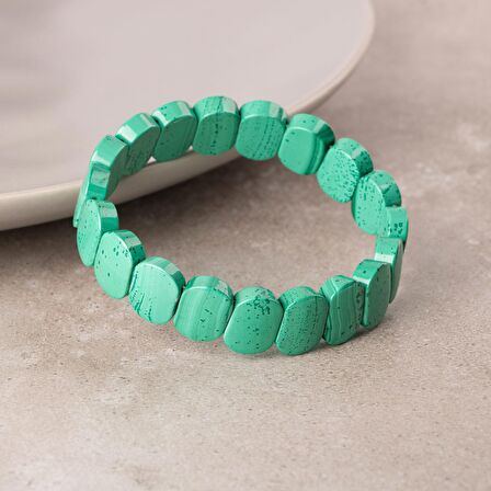 Malakit Doğal Taş Geniş Kesim Bileklik