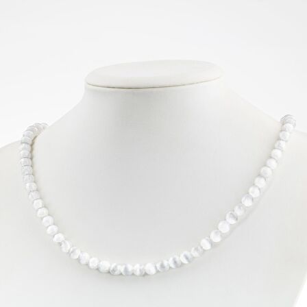 Selenit 6 mm Dizi Doğal Taş Kolye