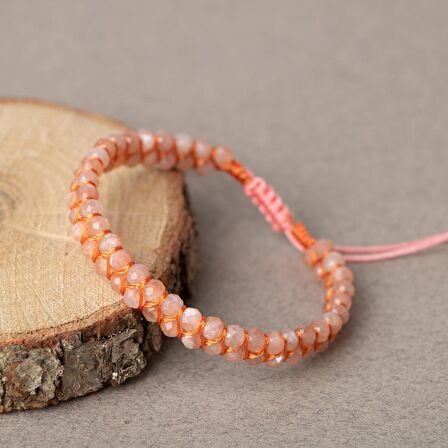 Güneş Taşı 3-4mm Çift Sıra Doğal Taş Bileklik