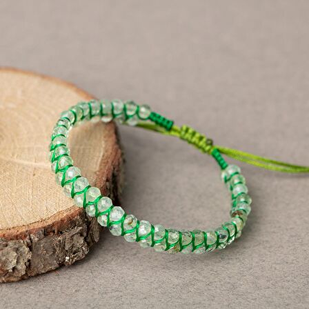 Prehnit 3-4mm Çift Sıra Doğal Taş Bileklik