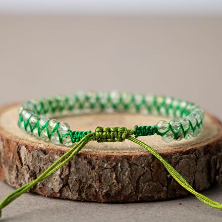 Prehnit 3-4mm Çift Sıra Doğal Taş Bileklik