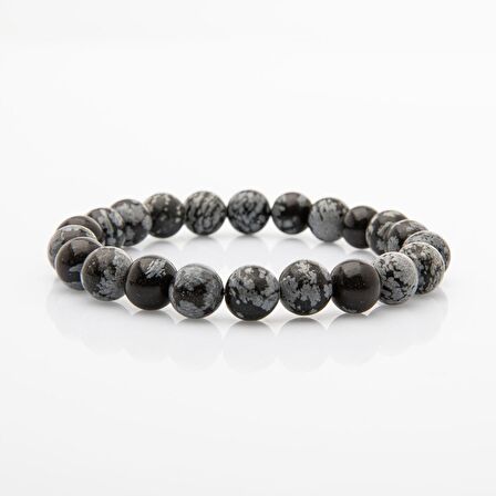 Karlı Obsidyen 8mm Doğal Taş Bileklik