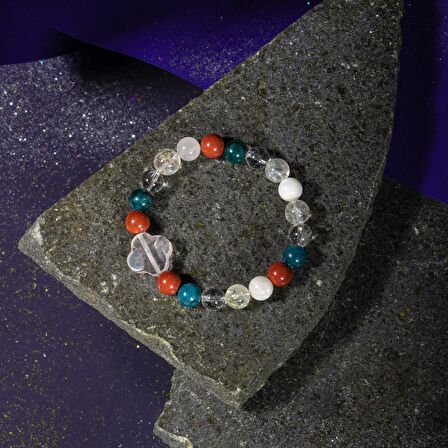 Akrep Burcu Bileklik Ay Taşı, Jasper, Kristal Kuvars, Mavi Apatit, Sitrin