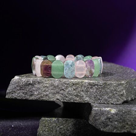 Oğlak Burcu Bileklik Ametist, Pembe Kuvars, Yeşil Aventurin, Yosunlu Akik