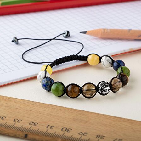 Erkek Öğrenci Doğal Taş Harfli Bileklik