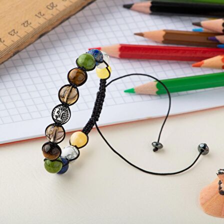 Erkek Öğrenci Doğal Taş Harfli Bileklik