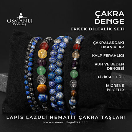 Çakra-Lapis Bileklik Seti Ametist, Kaplan Gözü, Akik, Kuvars, Lapis