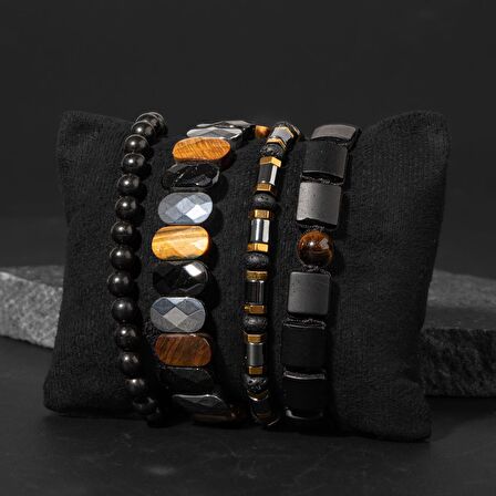 Mücadele Devam Etme Gücü Doğal Taş Erkek Bileklik Seti