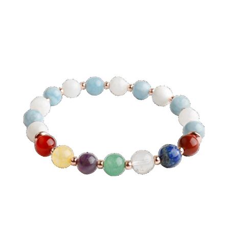 Akua Çakra Bileklik Akuamarin, Ametist, Jasper, Akik, Kuvars, Lapis