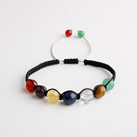 Çakra Bileklik Ametist, Kaplan Gözü, Akik, Kuvars, Lapis, Sitrin