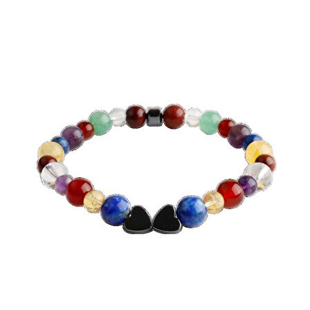 Kalpli Çakra Bileklik Ametist, Lal, Akik, Kuvars, Lapis, Sitrin