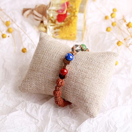 Rudrashka Çakra Bileklik Ametist, Jasper, Akik, Kuvars, Lapis, Sitrin