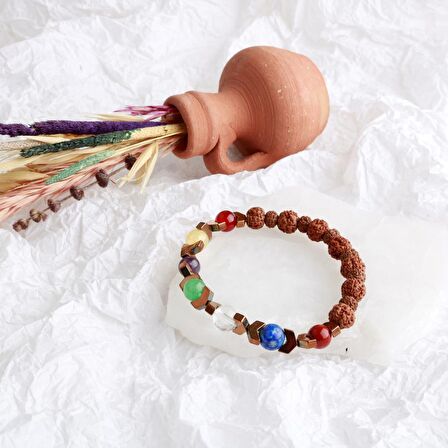 Rudrashka Çakra Bileklik Ametist, Jasper, Akik, Kuvars, Lapis, Sitrin