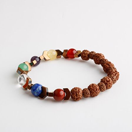 Rudrashka Çakra Bileklik Ametist, Jasper, Akik, Kuvars, Lapis, Sitrin