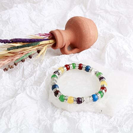 Metalik Çakra Bileklik Ametist, Jasper, Akik, Kuvars, Lapis, Sitrin