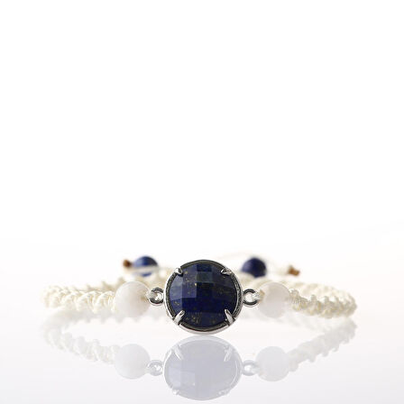 Lapis Lazuli-Ay Taşı Doğal Taş Makrome Örgü Bileklik