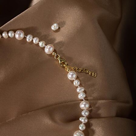 İnci-Zebercet Doğal Taş Gümüş Kolye