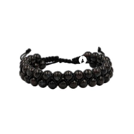 Nuummite 6mm Çift Sıra Makrome Doğal Taş Bileklik