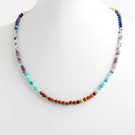 Çakra Kolye Amazonit, Ametist, Jasper, Karnelyan Akik, Lapis Lazuli
