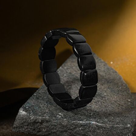 Şungit Doğal Taş Geniş Kesim Bileklik