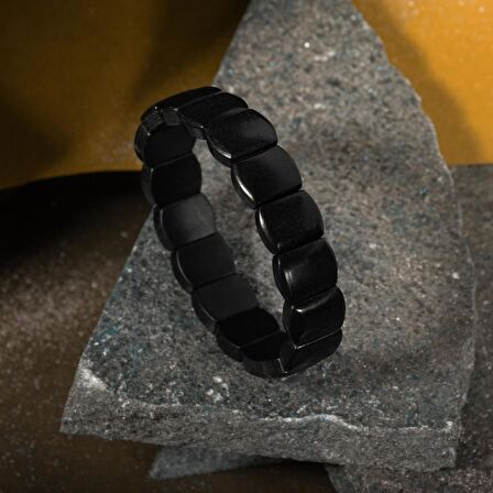 Şungit Doğal Taş Geniş Kesim Bileklik