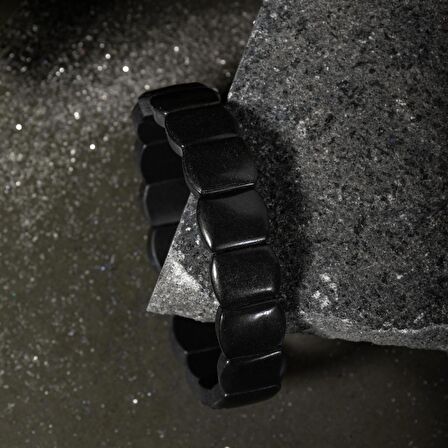 Şungit Doğal Taş Geniş Kesim Bileklik