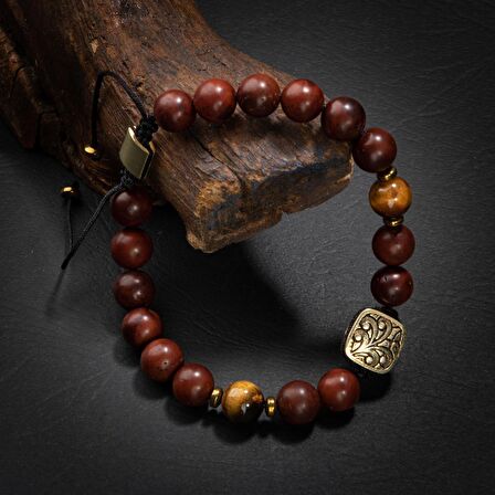 Kaplan Gözü-Hematit-Kuka Doğal Taş Gümüş Erkek Bileklik