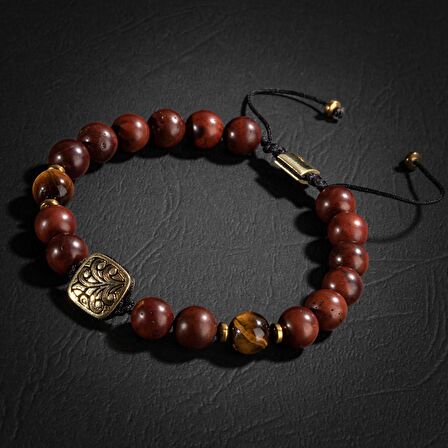 Kaplan Gözü-Hematit-Kuka Doğal Taş Gümüş Erkek Bileklik