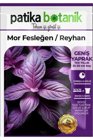 80 Adet Ata Tohumu Mor Fesleğen / Mor Reyhan Bitki Tohumu (Ocimum Basilicum)