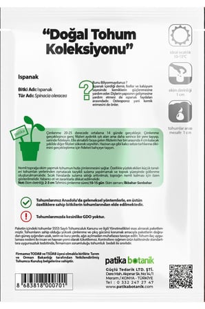 250 Adet Geniş Yaprak Ispanak Tohumu (Geniş Yaprak)