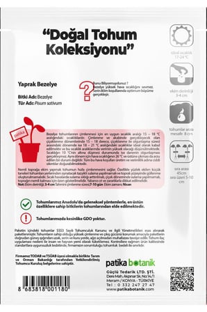 50 Adet Yaprak Bezelye Tohumu