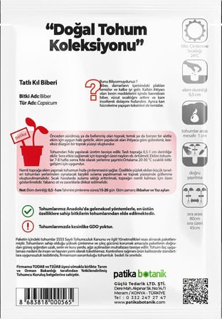 30 Adet Tatlı Kıl Biber Tohumu