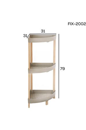 FixWood FIX-2002 AHŞAP 3 KATLI PLASTİK KÖŞE RAF