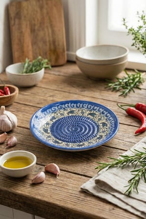 El Yapımı Seramik Rende Tabağı (13 cm)–Sarımsak, Zencefil, Meyve Püresi ve Bebek Maması Hazırlayıcı