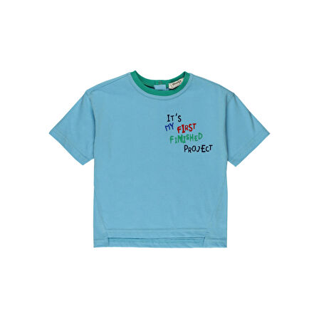 Panço Erkek Çocuk Baskılı Kısa Kollu T-shirt Mavi