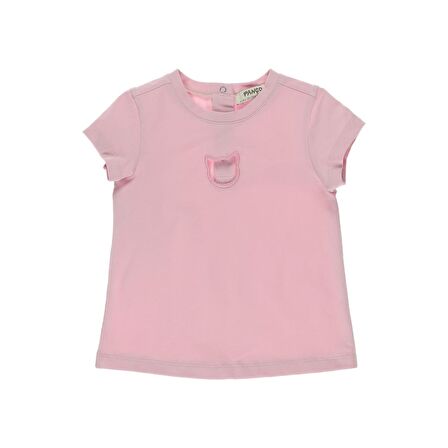 Panço Kız Çocuk Nakış Detaylı T-Shirt Pembe