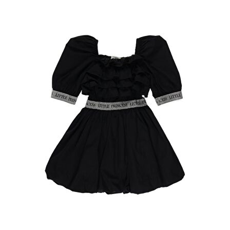 Panço Kız Çocuk Poplin Elbise Siyah