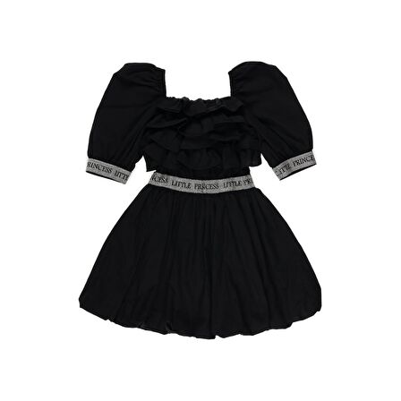 Panço Kız Çocuk Poplin Elbise Siyah
