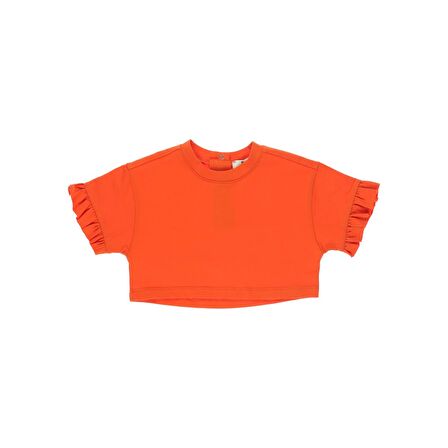 Panço Kız Çocuk Crop T-Shirt Oranj