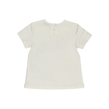 Panço Kız Çocuk Fırfır Detaylı T-Shirt Beyaz