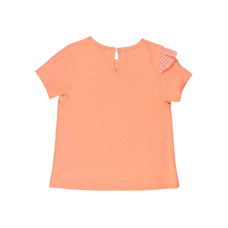 Panço Kız Çocuk Fırfır Detaylı T-Shirt Oranj