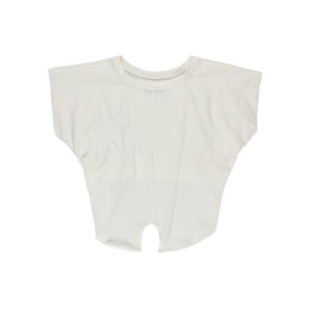 Panço Kız Çocuk Asimetrik Kesim Detaylı T-Shirt Ekru