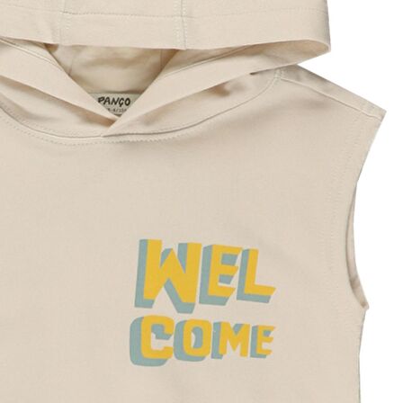 Panço Erkek Çocuk Kolsuz Kapüşonlu Sweatshirt Bej