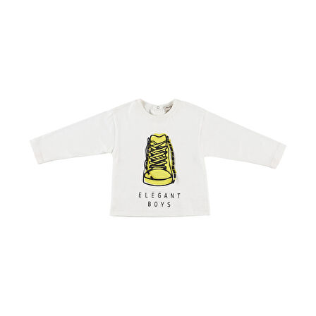 Panço Erkek Çocuk Baskı Detaylı Uzun Kollu T-Shirt Ekru