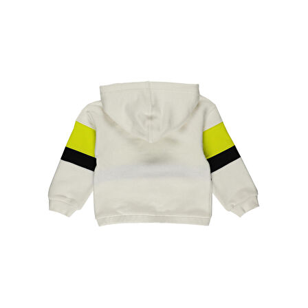 Panço Erkek Çocuk Blok Renkli Kapüşonlu Sweatshirt Ekru
