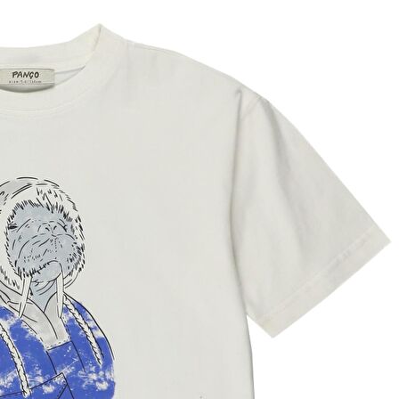 Panço Erkek Çocuk Baskı Detaylı Kısa Kollu T-Shirt Ekru