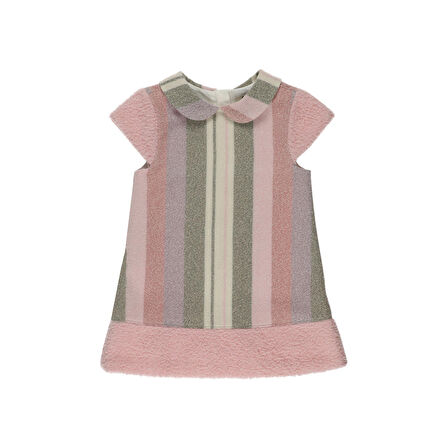 Panço Kız Çocuk Bebe Yakalı Elbise Pembe