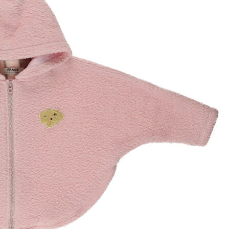 Panço Kız Çocuk Yumuşak Dokulu Fermuarlı Sweatshirt Pembe