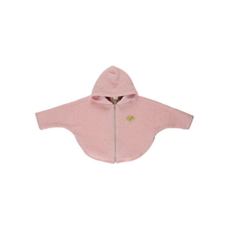 Panço Kız Çocuk Yumuşak Dokulu Fermuarlı Sweatshirt Pembe